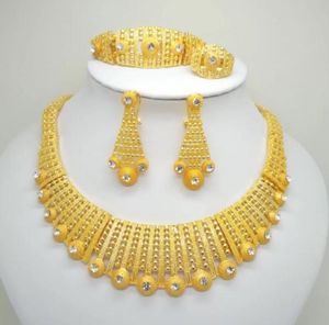 Dubai Gold Color Jewelry Sets For Big Necklace African Women Italian Bridal Wedding Accessories1736744