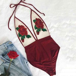 gucci burberry chanel versace fendi prada louis vuitton balmain dolce gabbana Вы Mulheres vermelhas de banho vermelho sexy verão bordado de natação usa halter swimsuit push up biq