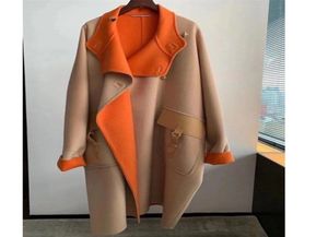 100ダブルフェースのカシミアオーバーコートジャケット高品質の秋の冬のファッション長袖コートlj2011069962432