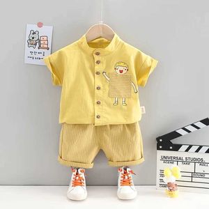 Kläder set baby pojke sommarkläder set nyfödd skjorta+shorts set baby pojke kläder första baby födelsedag setl240513