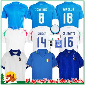 24 25 Włochy Chiesa Soccer koszulka Raspadori Verratti Barella Donnarumma koszulki Totti Lorenzo Politano Zaniolo Miretti Football Football Men Kit Kids