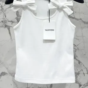 Women's Tanks Fashion Bow Tie Design White Suspenders Vest Sexy Round Neck Slimming Sling Sweet Streetwear High End Y2K Clothes Runway