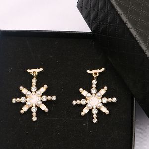 18K Gold Plated Dangle Earring Luxury Brand Designers Double Letters Stud Geometric Round Women Crystal Rhinestone Pearl Wedding Party Jewerry 20style