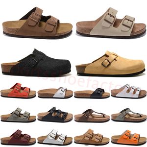 Tapots chinelos famosos sandálias de grife feminino bostons entupida mulheres couro plana mulas deslizantes house house buckle tira de tira de birkin slipper de verão praia