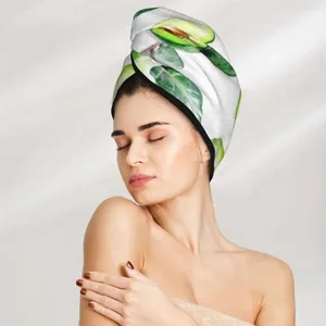 Полотенце микроволокно девочек сушка ванной комнаты впитывающие волосы авокадо тропический акварельный магический душ крышка головы турбан