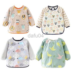 Babadores chapinhas de molho produtos bebês com algodão bebê algodão impermeável baby babador de manga cheia criança com mangas longas de avental roupas de trabalho alimentação do babador escovado D240513