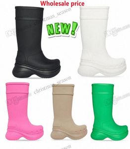 Boots Top Rain Boots Boots Long Boot Paris التصميم الفاخر في الهواء الطلق الخريف والشتاء فارس منصة كبيرة رأسًا كبيرًا قاعًا غير قشور غير قاطع 23da#8848775