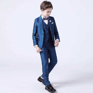 Ternos de crianças garotos calças de colete brancas de blazer 3pcs Conjunto de crianças Baptismo Prom do casamento Baby menino vestido elegante Fantas