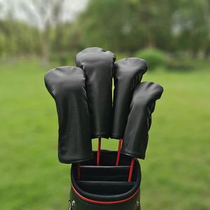 Black Golf Wood Cover Driver Fairway Hybrid Waterproof Protector Set Pu Leather Soft Drable Head Cover Rapid Leverans 240425