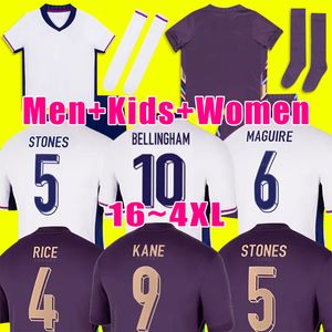 24 25 Englands Football Shirt Bellingham Rashford Kane 24 Euro Cup 2025 Soccer Jersey National Team Home White Away Purple Men Kids Kit Set Women Saka Rice Foden 16-4xl