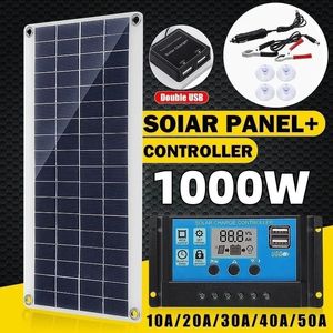 1000W Solar Panel 12V Cell 10A100A Controller Plate Kit For Phone RV Car Caravan Home Camping Outdoor Battery 240430