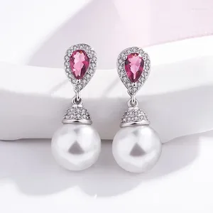 Orecchini a pennaglie Han Edition of the Blue Crystal Pearl Female Amethyst Set Auger Zircon Long Fashion Jewelry