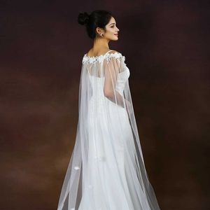 Wedding Hair Jewelry Womens Cape Bridal Cloak Veils Long Cathedral Style Wedding Shawl Wedding Dress Accessories for Shoulder Decoration 3D Flowers Bolero VPG20