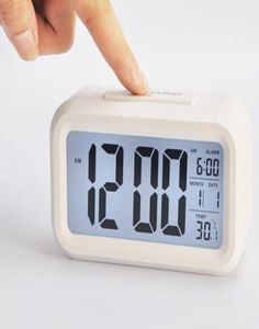 Bordsklocka smart sensor nattljus digital väckarklocka med temperatur termometer tyst skrivbord säng vid väckning snooze t2i517428620132