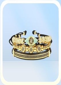 Para bransoletki Bolegle Mężczyźni i kobiety 3PCSSet Crown Bransoletka Macrame Bracelets Bracelets ze stali nierdzewnej Kulki biżuterii Hamsa do G1594636