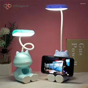 Bordslampor Desk Lamp 250 MA med mobiltelefonhållare Student Desktop Touch For Bedroom Night ABS Small Lighting Tools