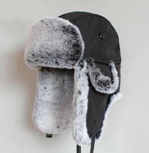 Erkekler İçin Kış Bombacı Şapkası Sahte Kürk Rus Şapkası Ushanka Kulak kanatları ile kalın sıcak kapak T200104172423