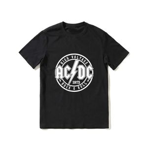 Herr t-shirts 2023 Hot Sale Summer 100% Cotton AC High Voltage DC Black T Shirt Men Short Slves Cool T Hip Hop Strtwear T-shirt T240510