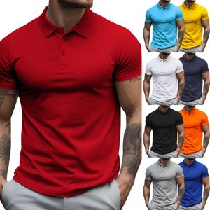 Yaz Yeni Boyun Kısa Kollu Polo Gömlek Erkekler Büyütülmüş Gevşek Yaka Düz Renk T-Shirt M513 21