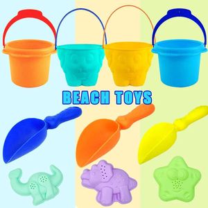 Sand Play Water Fun Divertido de 6 peças Sensor de praia Bucket Toy Cartoon Dinosaur Beach tape