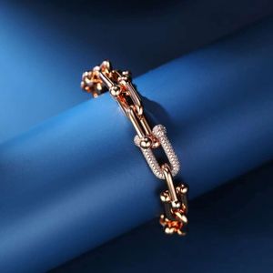 S925 Silver TiffanyJewelry Heart Pendants Высокая версия V золотая точность подковы двойное кольцо полное бриллиантовое бамбуко