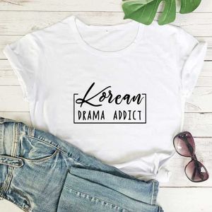 Frauen T-Shirt Y2K Short Slves T-Shirt Korean Drama Addict T-Shirt süße Frauen Kdrama Besessene Kleidung weiblich lässig T Strtwear Tops Y240509