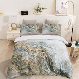 Yatak takımları mermer desen nevres kapağı nordic yatak kum altın yorgan seti kral beden yorgan yeşil modern yatak odası