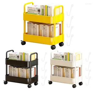 Armazenamento de cozinha Rolling Book Cart Bookcase With Wheels Tiers Organizador móvel multifuncional para o quarto da sala de estar em casa