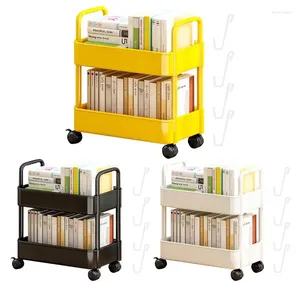 Libreria del carrello a 2 livelli di litoli di livello cucina con ruote livelli di livello mobile multifunzionale per la casa da soggiorno