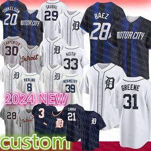 Mens 28 Javier Baez Riley Greene Baseball Jersey Spencer Torkelson Tarik Skubal Kerry Carpenter Keith Matt Vierling Zach McKinstry Tyler Holton Kenta Maeda