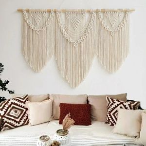 Taquestres Fundo de casamento Macrame de malha pendurado na parede de tapeçaria Cortina boêmia com decoração de quarto de borla