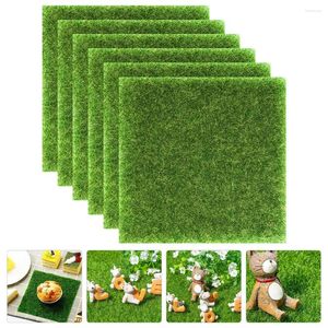 Dekorativa blommor 6 st mini gräsmatta landskapsarkitektur falsk grön mossa gräs liten matta pvc diy leverera multifunktion artificiell