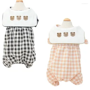 Dog Apparel Bear Pattern Clothes Puppy Jumpsuit Pyjamas For Small Dogs Yorkie Chiwawa Cat Plaid Pants Tshirt Pet Overalls Tracksuit