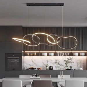 Modern Rings Pendant Lights Black&Golden for Living Dining Room Bedroom Ceiling Chandelier Lamps Indoor Hanging Lighting Fixture