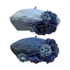 Berets Women Beret Hut Denim Stylish Casual Birthday Gift Maler Kostüm für Jahr Reiseparty Sommer Outdoor