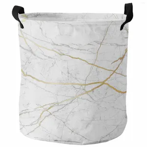 Laundry Bags Marble Texture Foldable Dirty Basket Kid's Toy Organizer Waterproof Storage Baskets