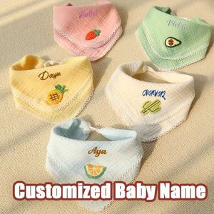 OZC7 Bibs Burp Cloths Personalized gift baby bib apron boy waterproof cotton plain fabric girl dress scarf custom d240513