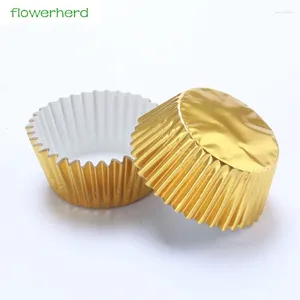 Backformen 100pcs/Los Goldener Papierkuchen Cupcake Koffer Liner Muffin Küche Hochzeitsfeier Dekoration Werkzeug Gold Tablett Formform