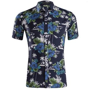Mäns avslappnade skjortor sommarstrand kortärmad skjorta mode hawaii amerikansk lyx streetwear