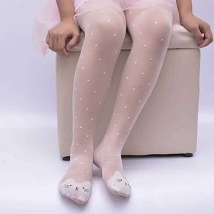 Kids Socks Spring and Summer Tight Girls Cartoon Thin Silk Pantyhose Childrens Candy Colorful Dot Dance Socks Childrens Girls Tight and Cats d240513