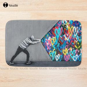 Bath Mats Behind The Curtain Graffiti Hearts Spray Paint Art Mat Poster Bathrug