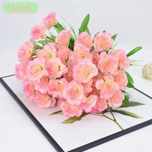 Decorative Flowers Simulation 10 Heads Bouquet Carnation Living Room Dining Table Home Decoration Wedding Fake Artificial Flower Mother's