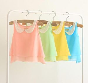 2013 Childrens T -Shirts Girls Tee Candycolored Chiffon Kurzarm Kinderkleidung 7629914