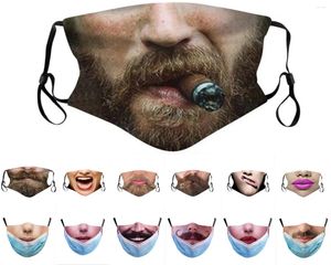 Party Supplies Funny Smiling Beard Men Face Mask Filter Pocket Washable Breathable Reusable For Women
