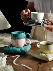 Koppar fat ins stil kreativ kudde på väska kaffekopp enkel vatten keramisk eftermiddag te söt mugg hem dekoration tillbehör