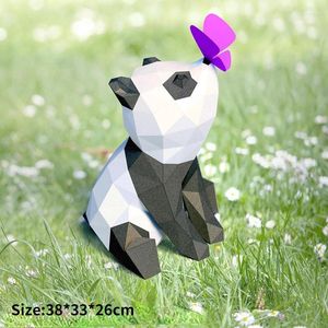 Decoração de festa 3D Molde de papel Panda Animal não acabou Modelo Trabalho dobrável Trabalho Diy Craft Home Desk Decor Figuras Miniaturas