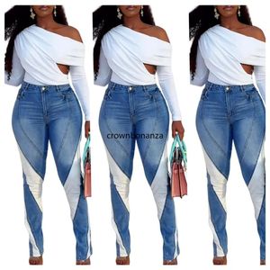 NEW Designer Jeans for Women Fashion Stretchy Patchwork Denim Pants Spring Summer High Waist Skinny Trousers Streetwear Bulk items Wholesale Clothes