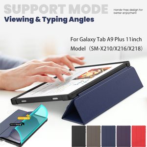 Samsung Galaxy Tab A9 Plus 11インチA9 + 2023 Business Slim TPU + PUトリホールドスタンドカバーの磁気革のフリップスマートカバーケースオート睡眠付きのスリムTPU + PUトリホールドスタンドカバー