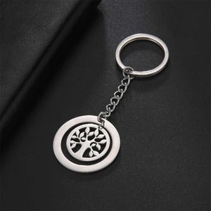 Keychains Lanyards Amaxer 생명의 나무 열쇠 사슬의 나무 열쇠 키 체인 남성을위한 펜던트 여성 은색 보석류 친구 선물 Y240510