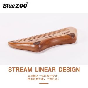 NEW Blue ZOO Boutique Wooden Comb Nanmu Portable Hairdressing Comb Anti Static Cute Cat Head Comb Wholesale Customizable LOGO